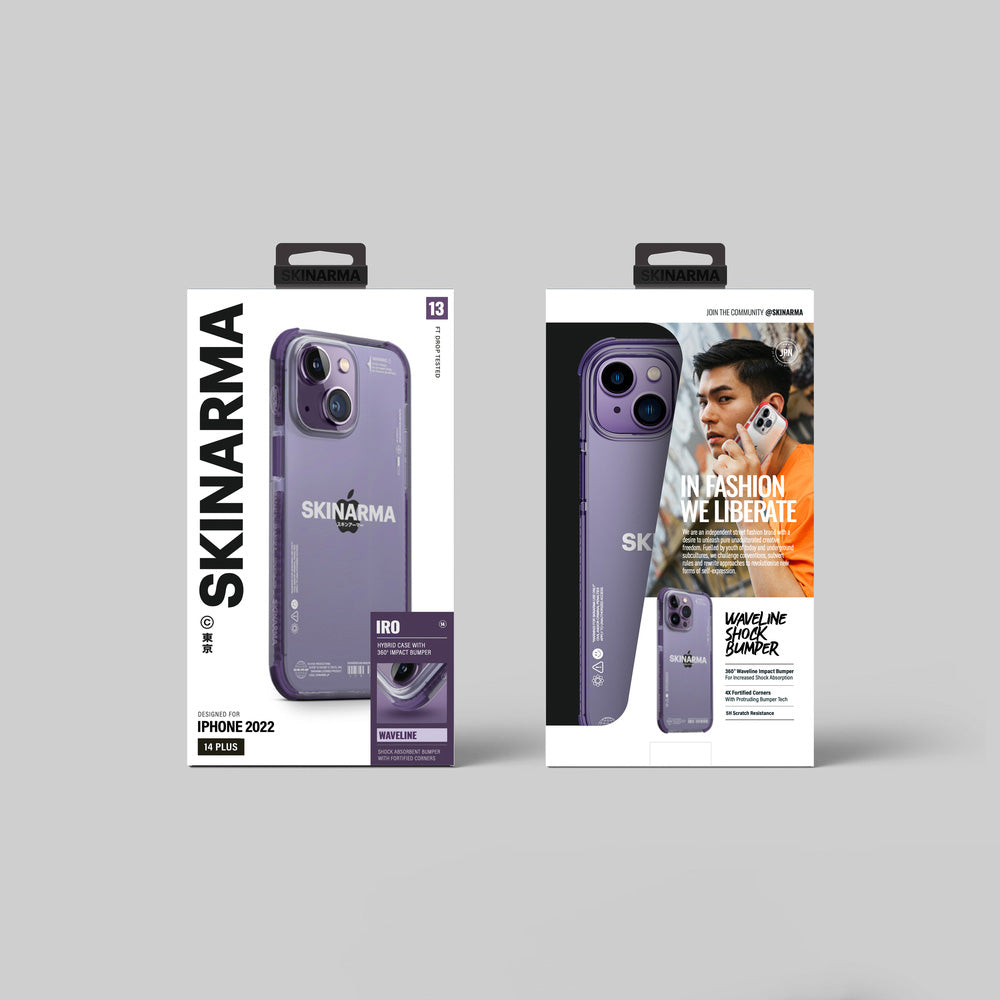 Apple iPhone 14 Case SkinArma Transparent Airbag Design Iron Cover Purple
