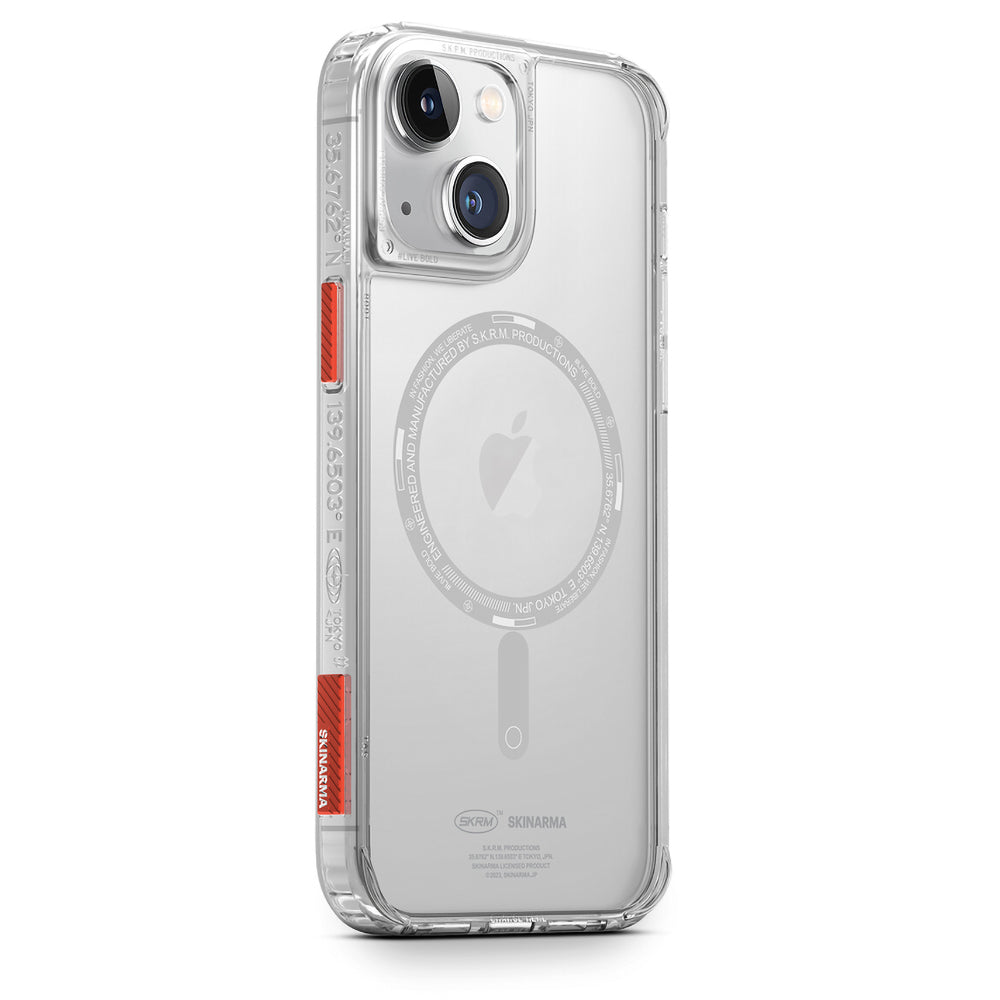 Apple iPhone 14 Case SkinArma Transparent Airbag Design M-safe Charging Feature Saido Cover Smoke