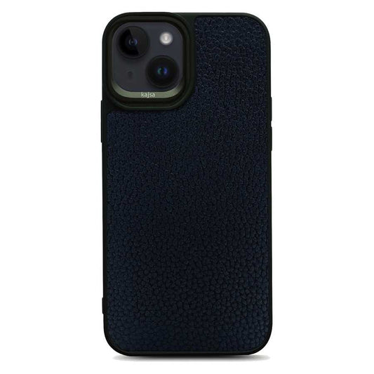 Apple iPhone 14 Kılıf Soft Deri Metal Kamera Çerçeveli Kajsa Litchi Kapak Siyah
