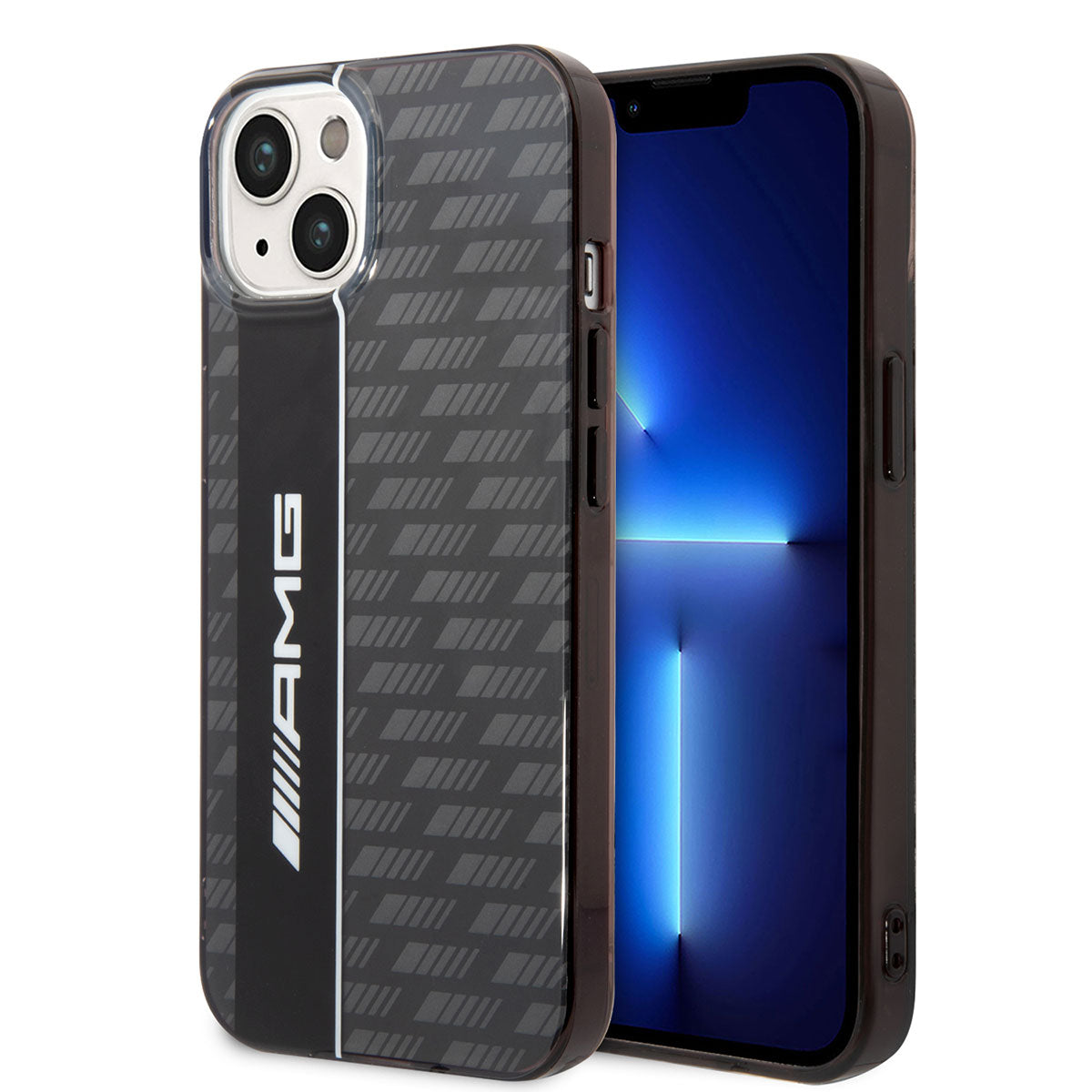 Apple iPhone 14 Plus Case AMG Transparent Dual Layer Carbon Design II Cover Black