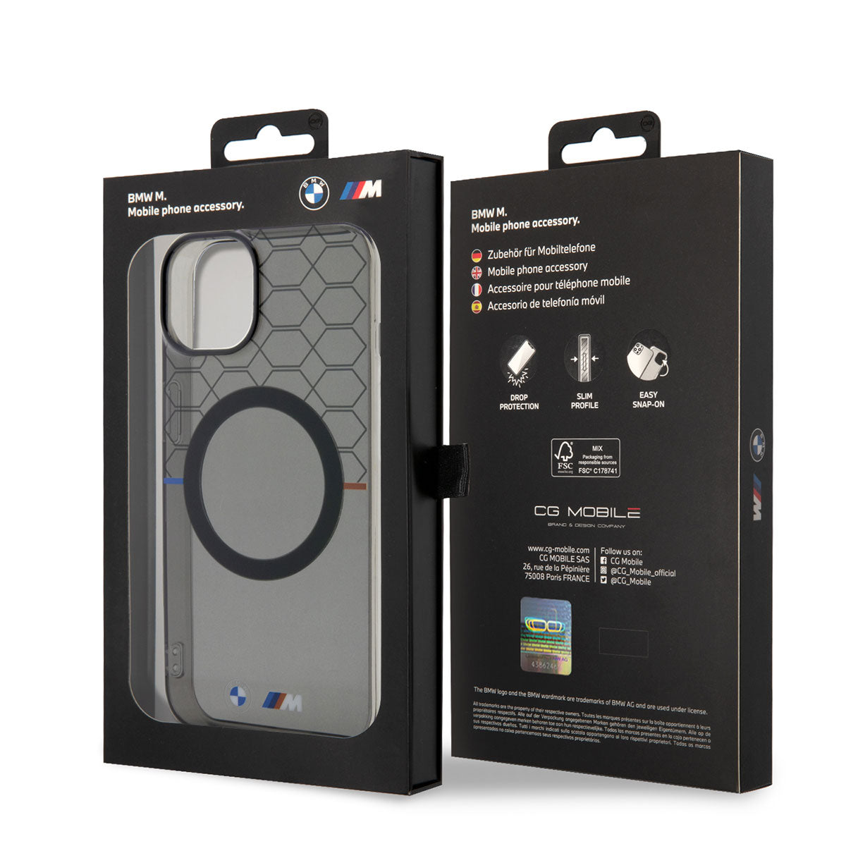 Apple iPhone 14 Plus Case BMW M-safe Charging Transparent M Design Cover Gray
