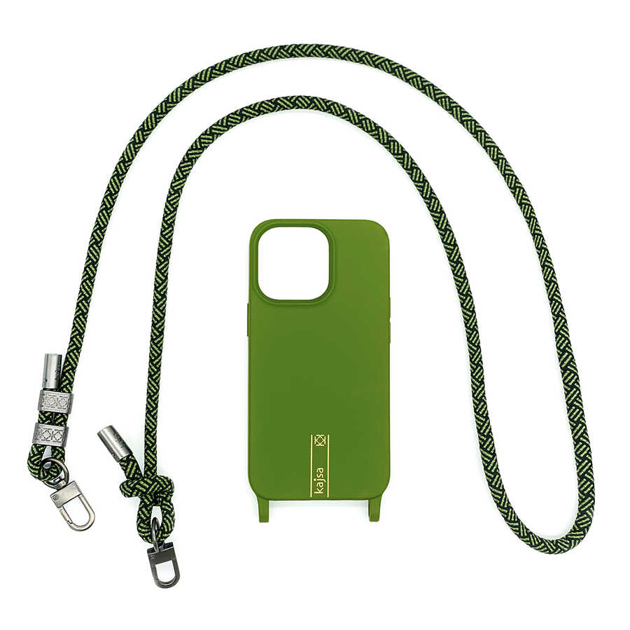 Apple iPhone 14 Plus Case Kajsa Missy And Match Classic Rope Strap Cover Green