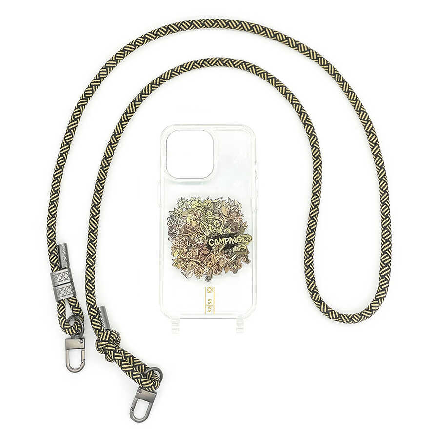 Apple iPhone 14 Plus Case Kajsa Missy And Match Transparent Patterned Rope Strap Cover Green