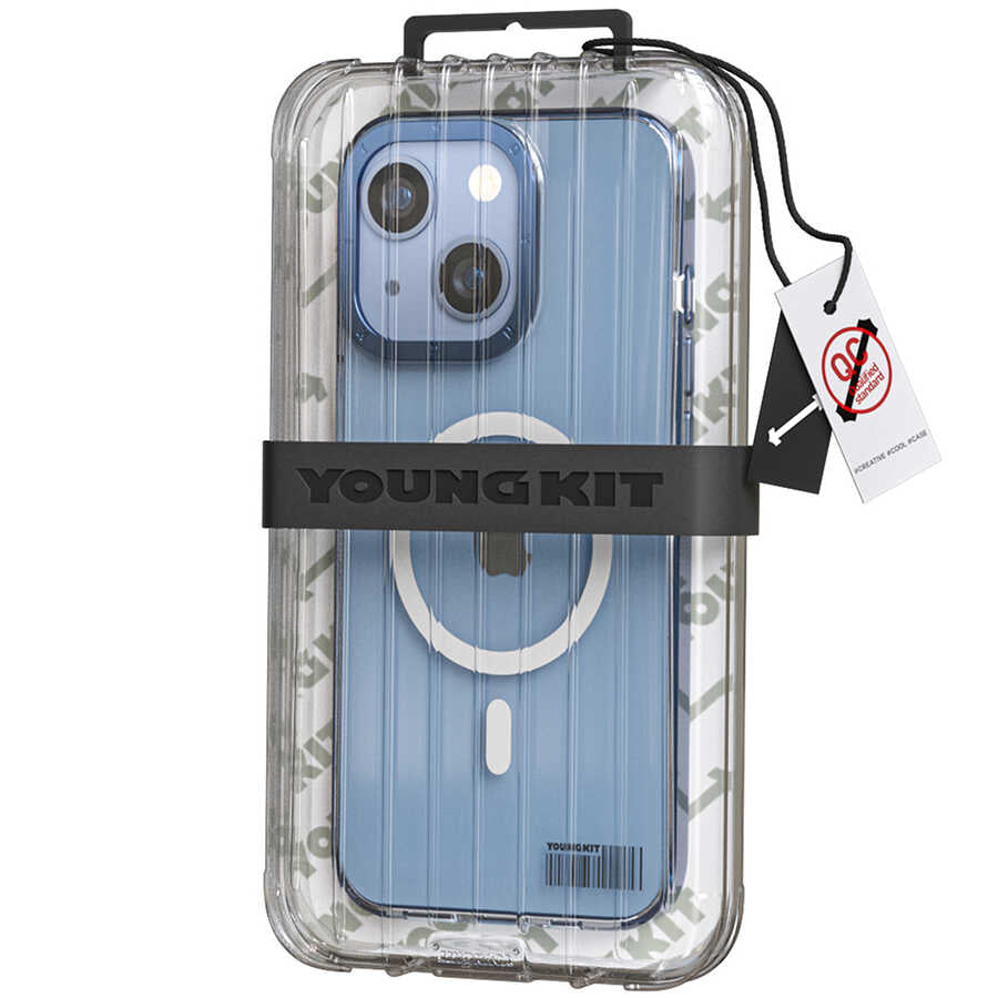 Apple iPhone 14 Plus Case M-safe Charging Feature Youngkit Colored Glaze Series Cover White
