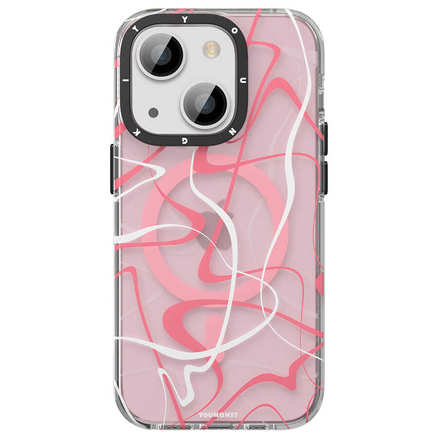 Apple iPhone 14 Plus Case M-safe Charging Feature Youngkit Water-Ink Series Cover Red