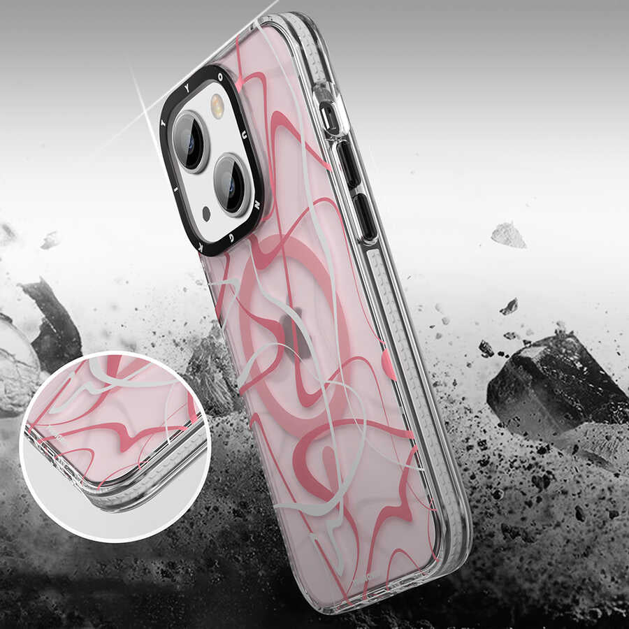Apple iPhone 14 Plus Case M-safe Charging Feature Youngkit Water-Ink Series Cover White