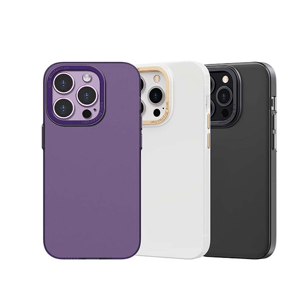 Apple iPhone 14 Plus Case Metal Camera Frame Recci Glaze Series Cover White