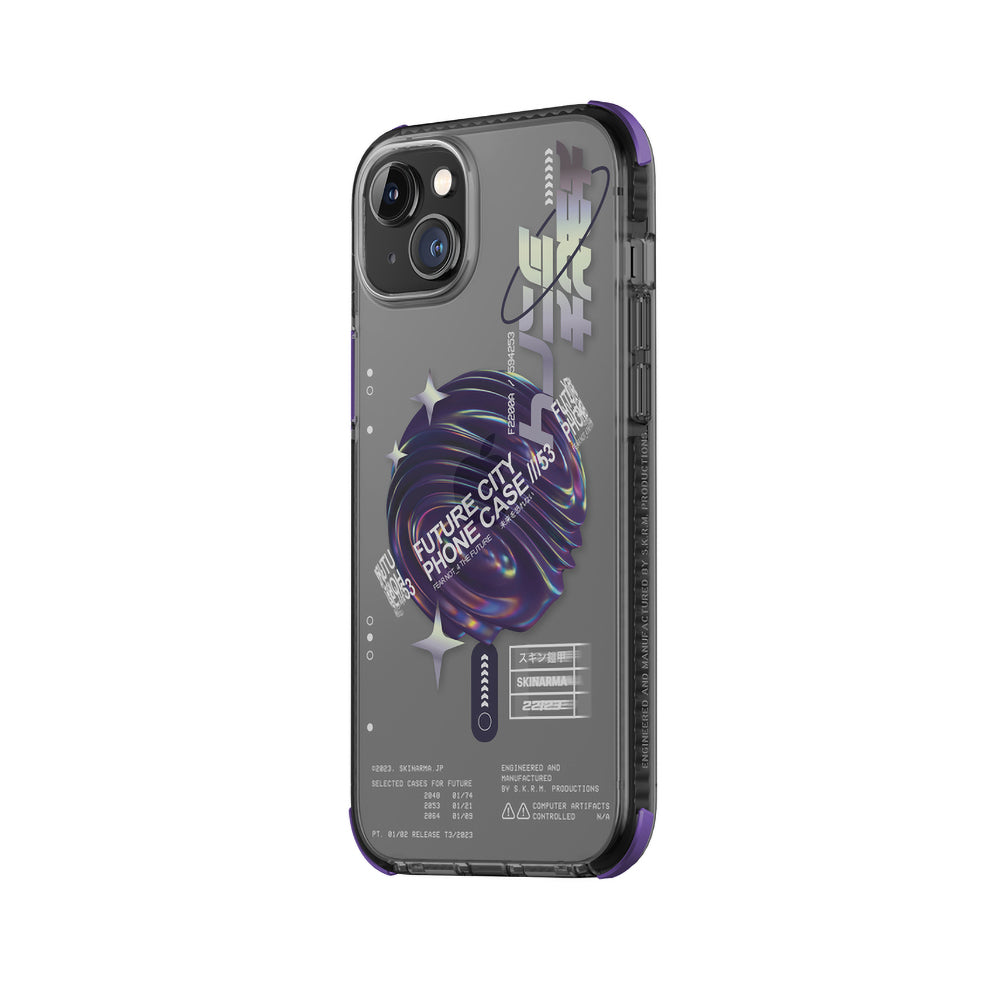 Apple iPhone 14 Plus Case SkinArma Transparent Airbag Design M-safe Charging Feature Shorai Cover Purple