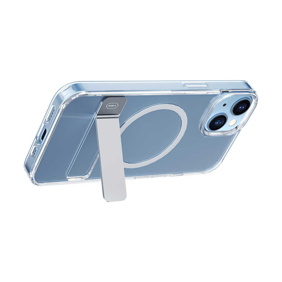 Apple iPhone 14 Plus Case with Stand, M-safe Wireless Charging Feature, Wiwu Aurora Series Cover, Colorless