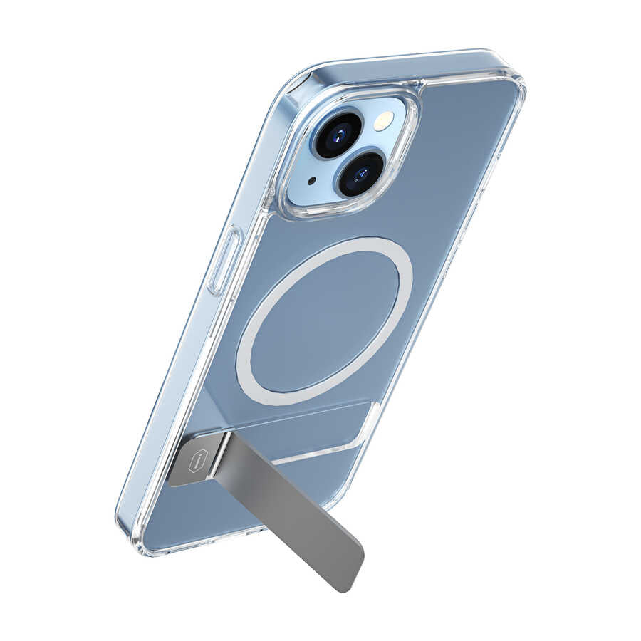 Apple iPhone 14 Plus Case with Stand, M-safe Wireless Charging Feature, Wiwu Aurora Series Cover, Colorless