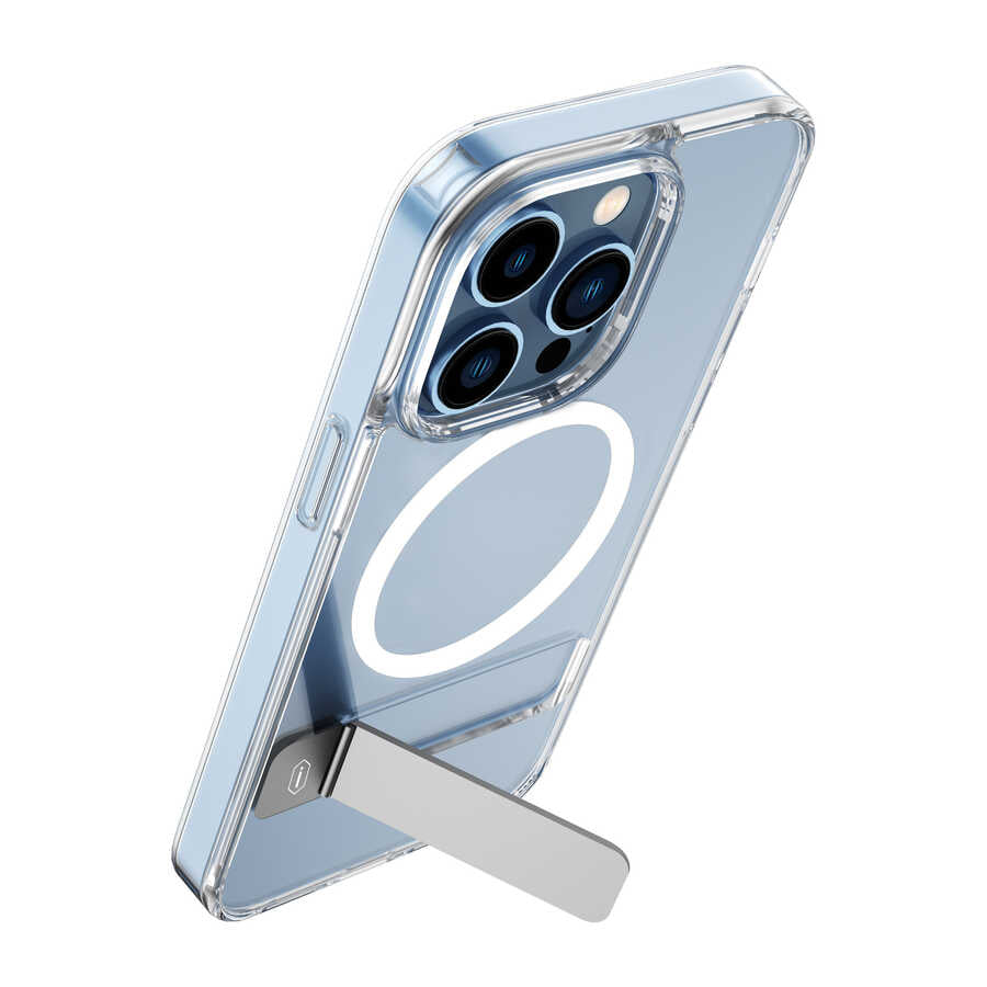 Apple iPhone 14 Plus Case with Stand, M-safe Wireless Charging Feature, Wiwu Aurora Series Cover, Colorless