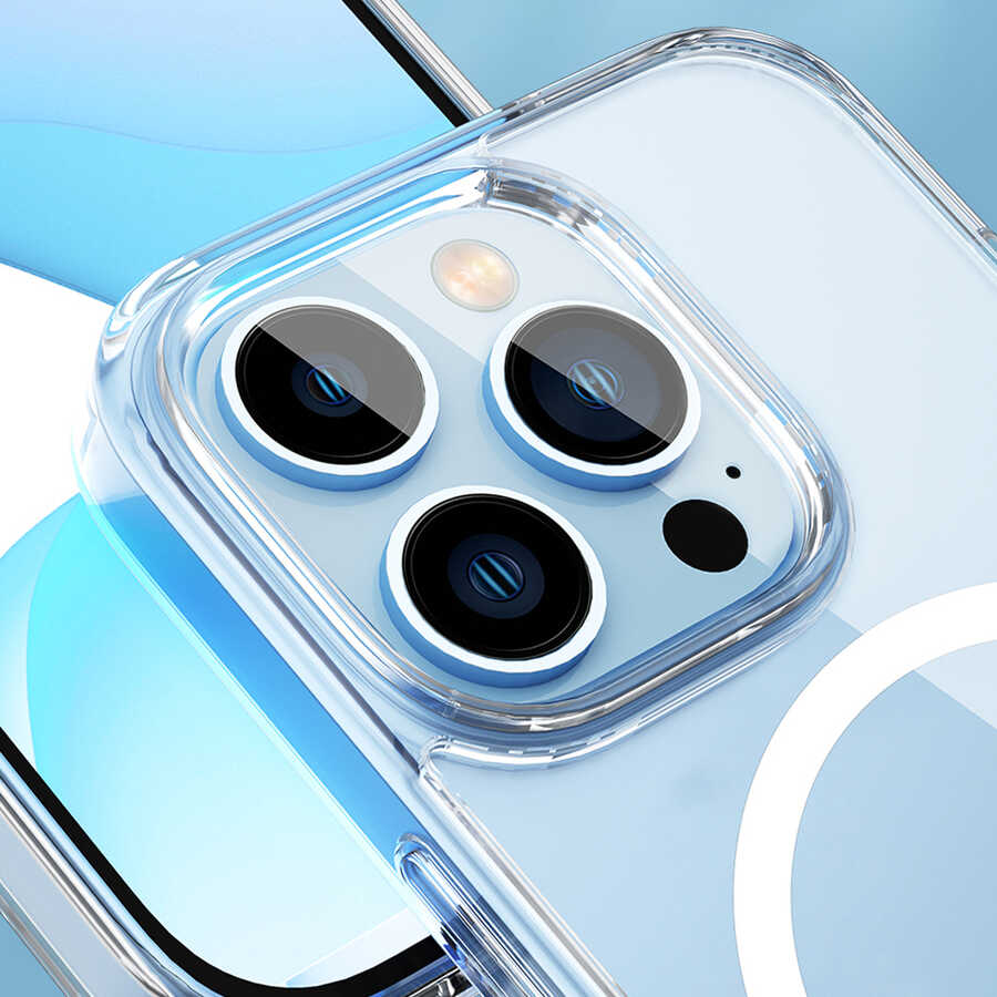 Apple iPhone 14 Plus Case with Stand, M-safe Wireless Charging Feature, Wiwu Aurora Series Cover, Colorless