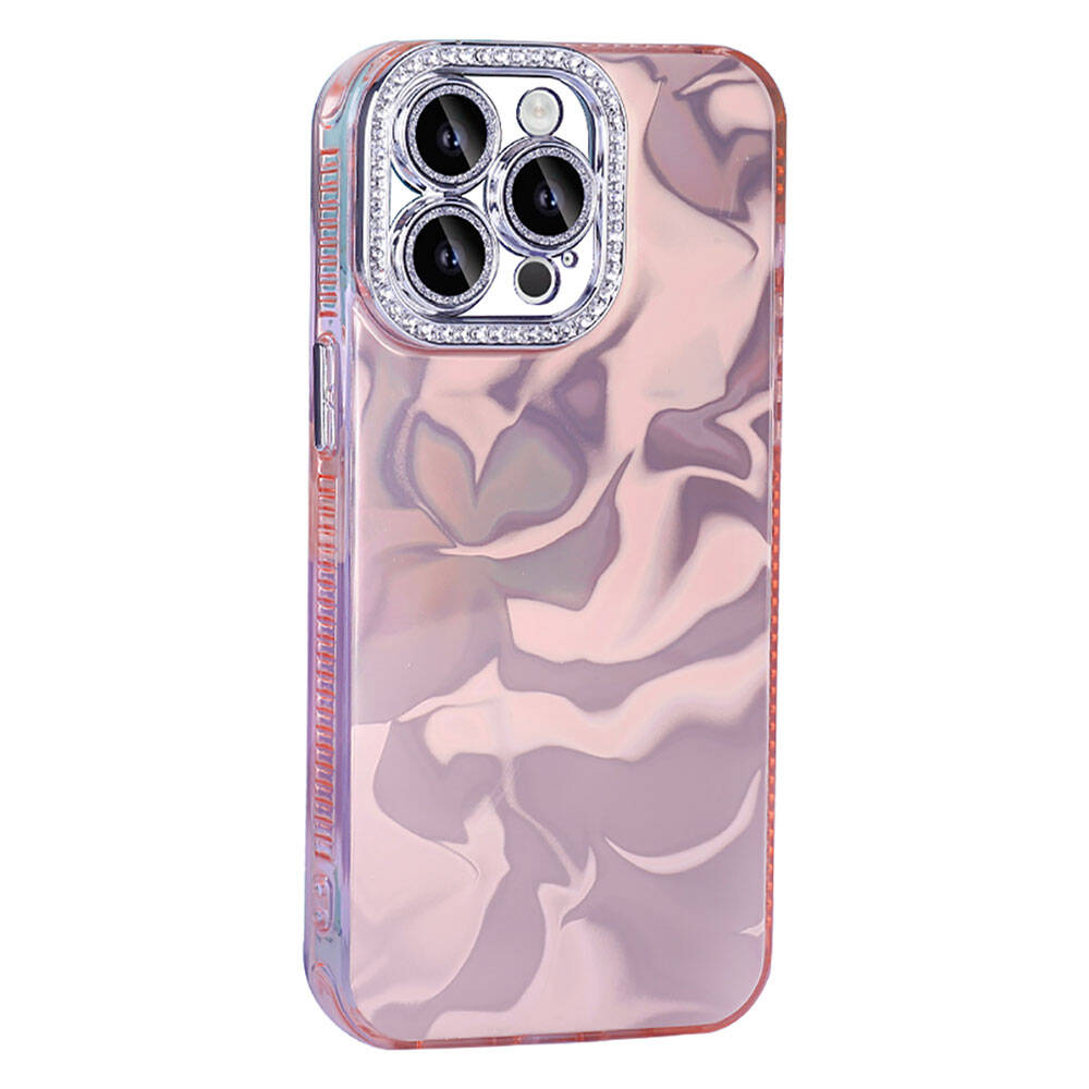 Apple iPhone 14 Pro Airbag Case Shiny Stone Detail Design Zore Esila Cover White