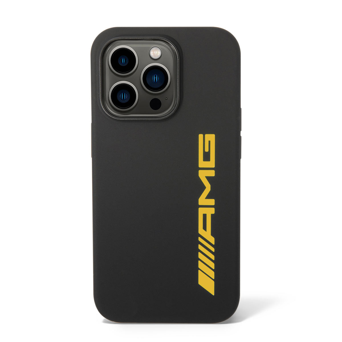 Apple iPhone 14 Pro Case AMG Silicone Large Yellow Logo Design Cover Black-Yellow