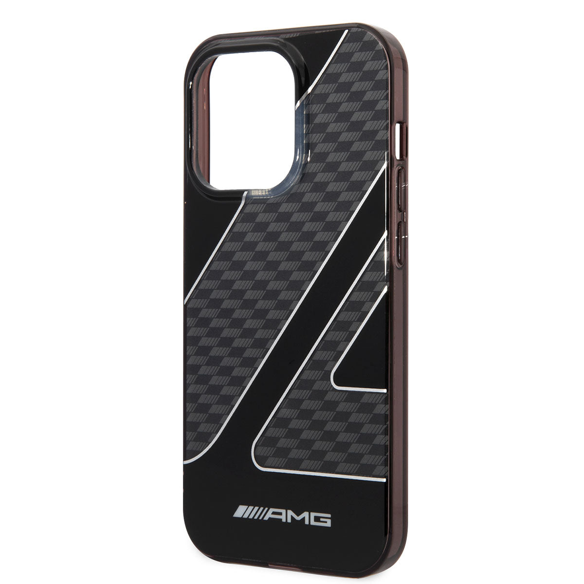 Apple iPhone 14 Pro Case AMG Transparent Dual Layer Checkered Flag Design Cover Black
