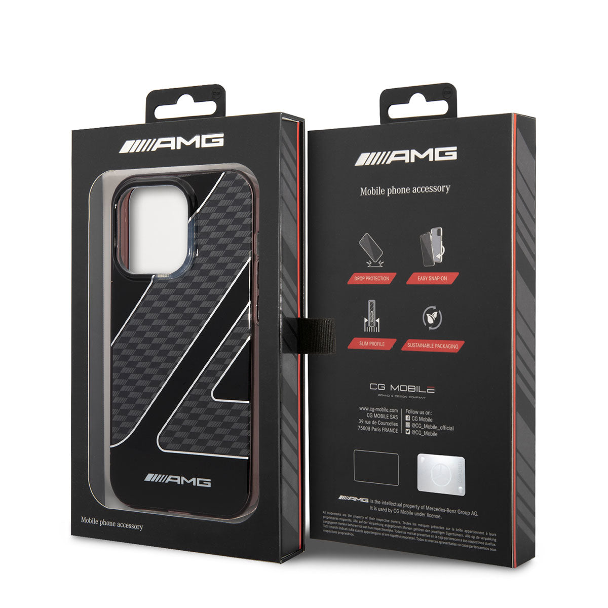 Apple iPhone 14 Pro Case AMG Transparent Dual Layer Checkered Flag Design Cover Black