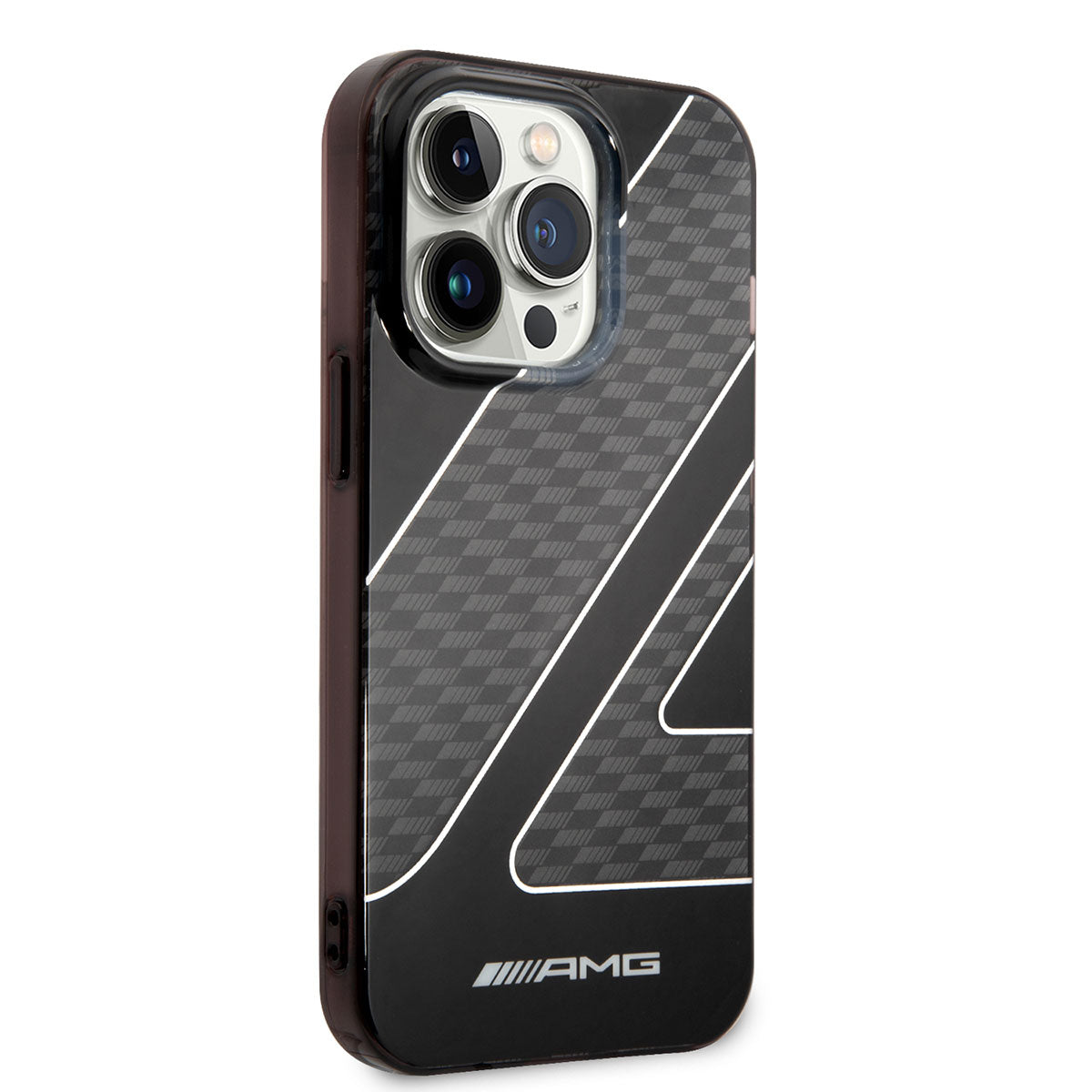 Apple iPhone 14 Pro Case AMG Transparent Dual Layer Checkered Flag Design Cover Black
