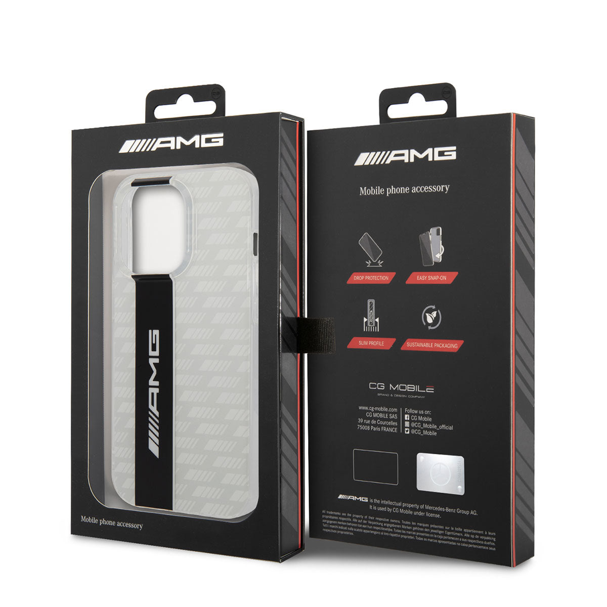 Apple iPhone 14 Pro Case AMG Transparent Dual Layer Carbon Design II Cover Black