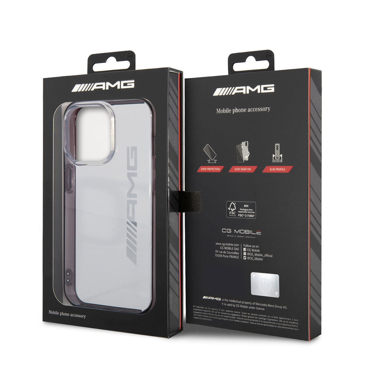 Apple iPhone 14 Pro Case AMG Transparent Black Frame Design Cover Transparent-Black