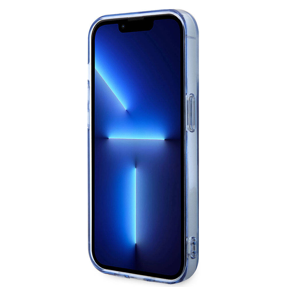 Apple iPhone 14 Pro Case BMW M-safe Charging Feature Transparent Tricolor Stripes Original Licensed Cover Blue