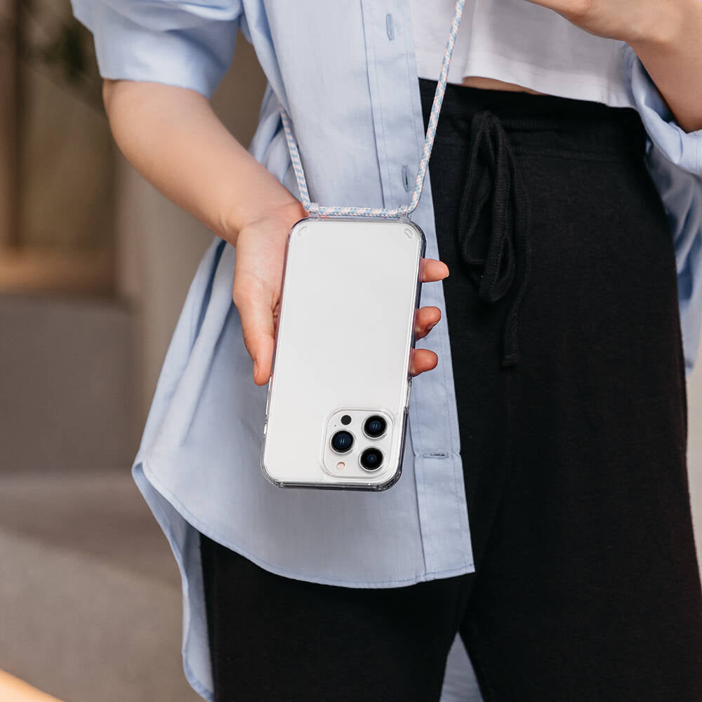 Apple iPhone 14 Pro Kılıf Boyun Askılı Şok Önleyicili Şeffaf Lisanslı Switcheasy Play Kapak Lacivert