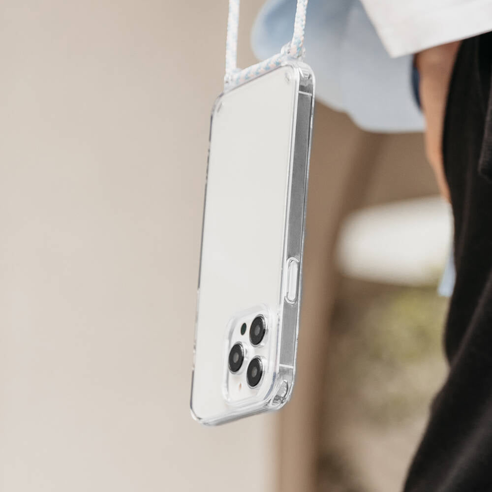 Apple iPhone 14 Pro Kılıf Boyun Askılı Şok Önleyicili Şeffaf Lisanslı Switcheasy Play Kapak Lacivert
