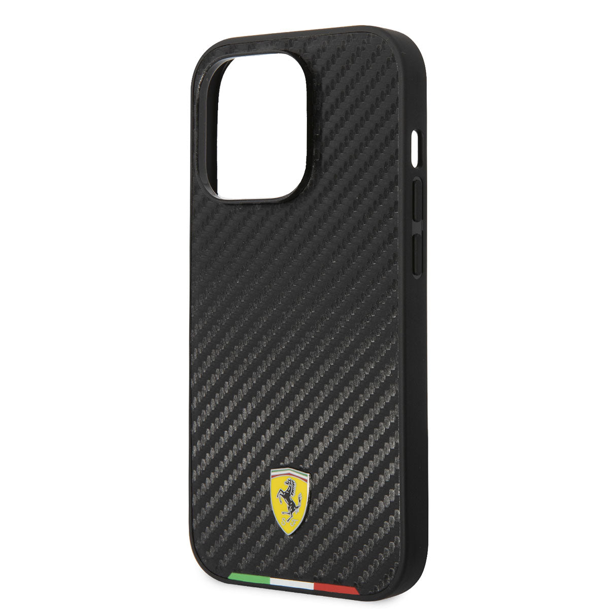 Apple iPhone 14 Pro Case Ferrari M-safe Charging Feature Carbon Italian Flag Design Cover Black