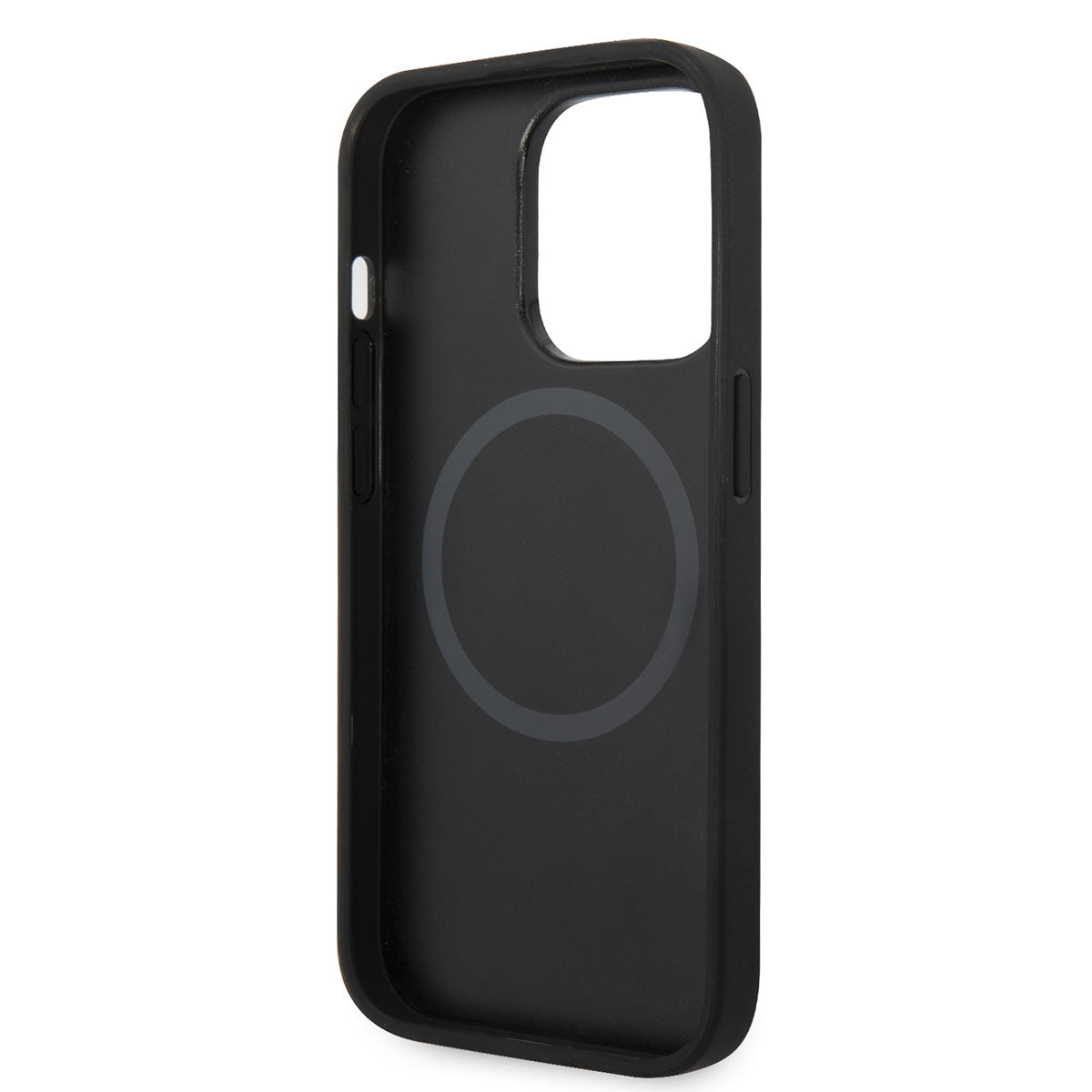 Apple iPhone 14 Pro Case Ferrari M-safe Charging Function PU Leather and Carbon Stripe Design Cover Black