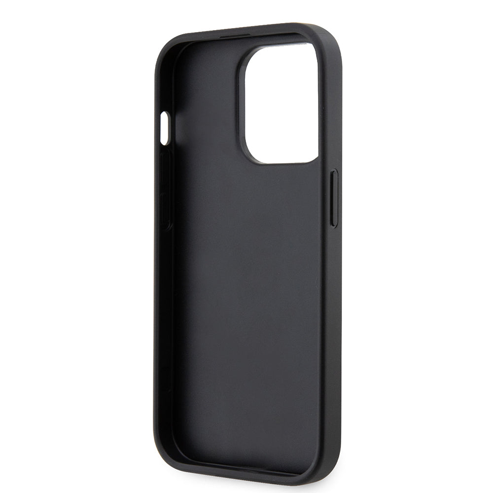 Apple iPhone 14 Pro Case Ferrari Original Licensed Classic Metal Logo Perforated Stand Leather Cover Black