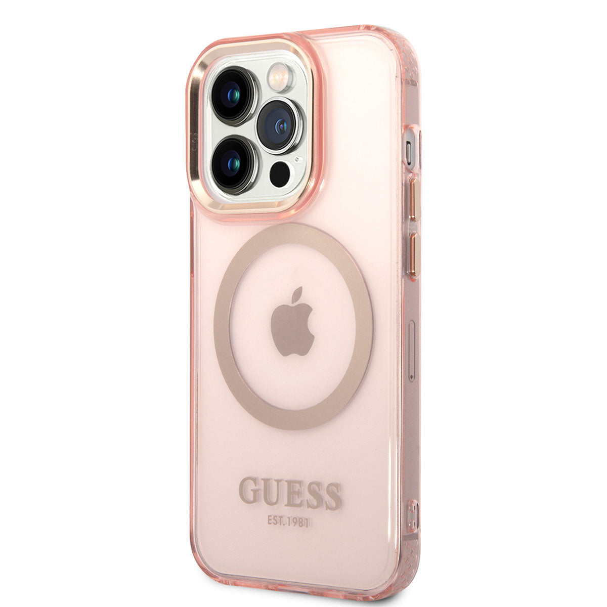 Apple iPhone 14 Pro Case GUESS M-safe Charging Airbag Design Cover Pink