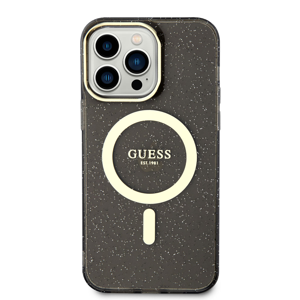 Apple iPhone 14 Pro Case GUESS M-safe Charging Glitter Cover Black