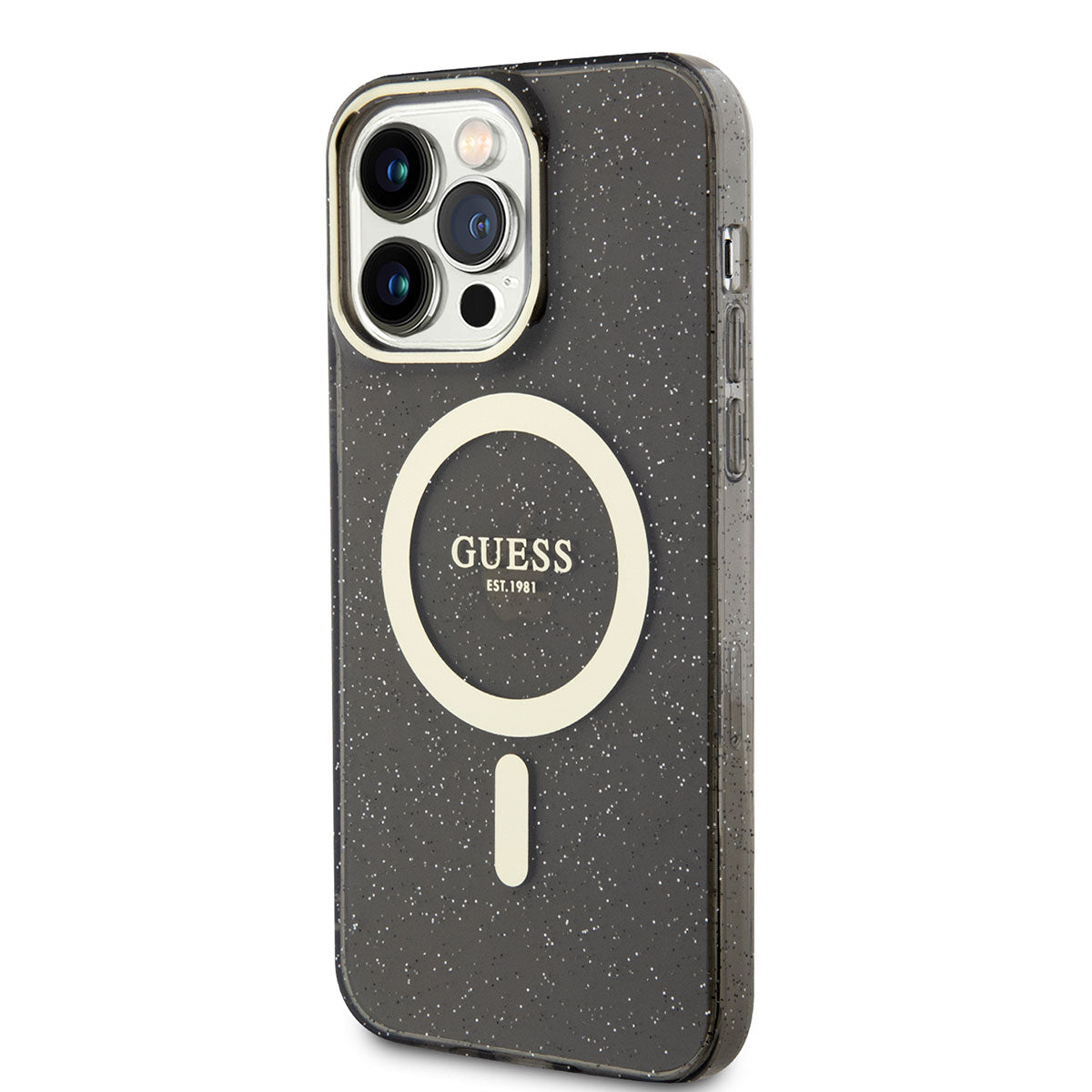 Apple iPhone 14 Pro Case GUESS M-safe Charging Glitter Cover Black