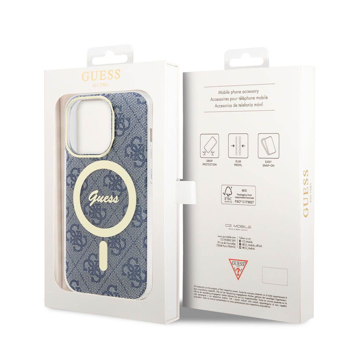 Apple iPhone 14 Pro Case GUESS M-safe Charging Cover Blue