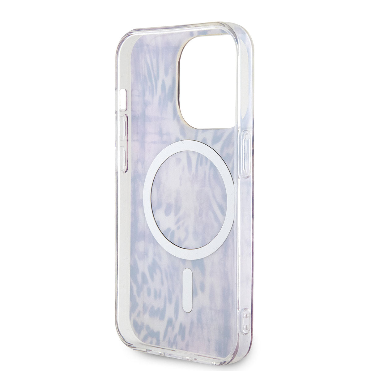 Apple iPhone 14 Pro Case GUESS M-safe Charging Feature Leopard Pattern Cover Blue