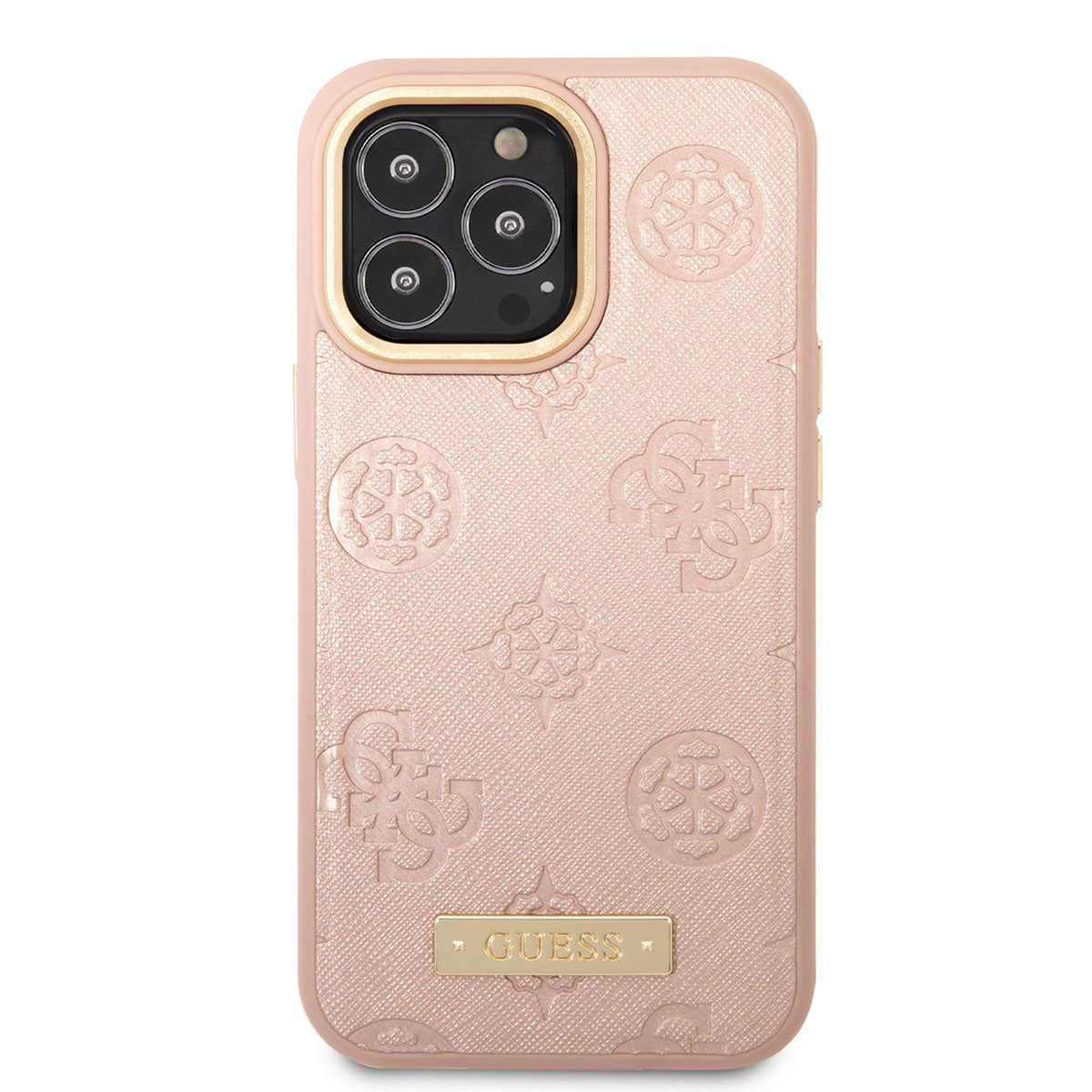 Apple iPhone 14 Pro Case GUESS M-safe Charging Function PU Leather Metal Logo Cover Pink