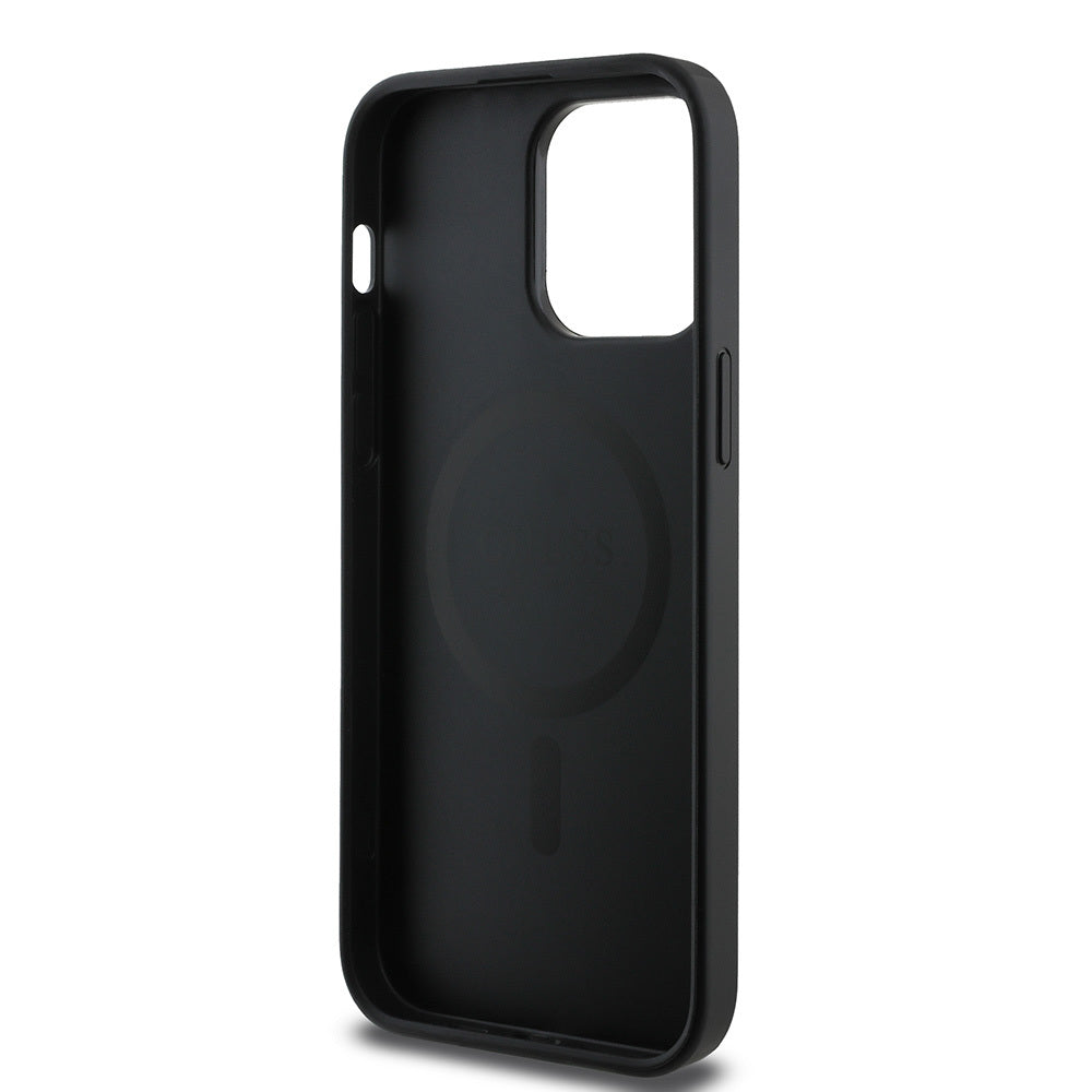 Apple iPhone 14 Pro Case Guess Original Licensed M-safe Charging Feature Small 4G Classic Cover Black
