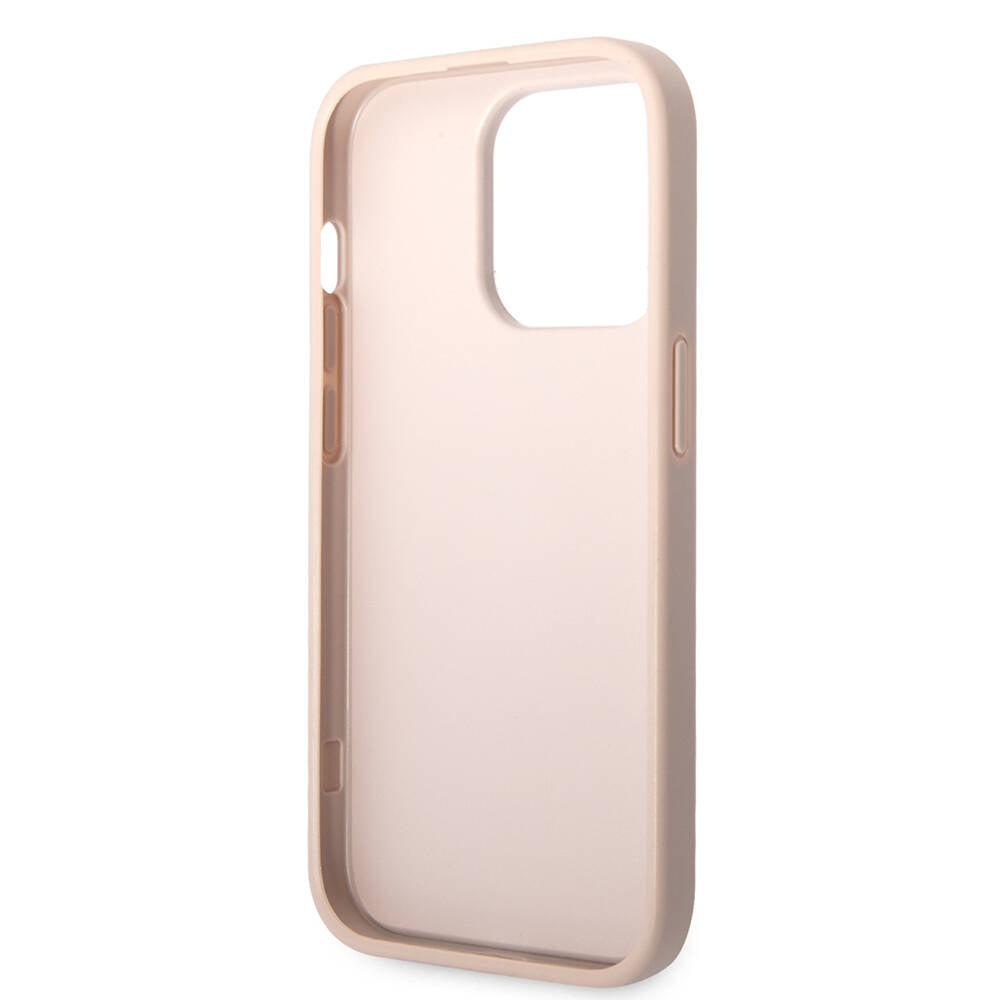 Apple iPhone 14 Pro Case Guess PU Leather Large Metal Logo Design Cover Pink