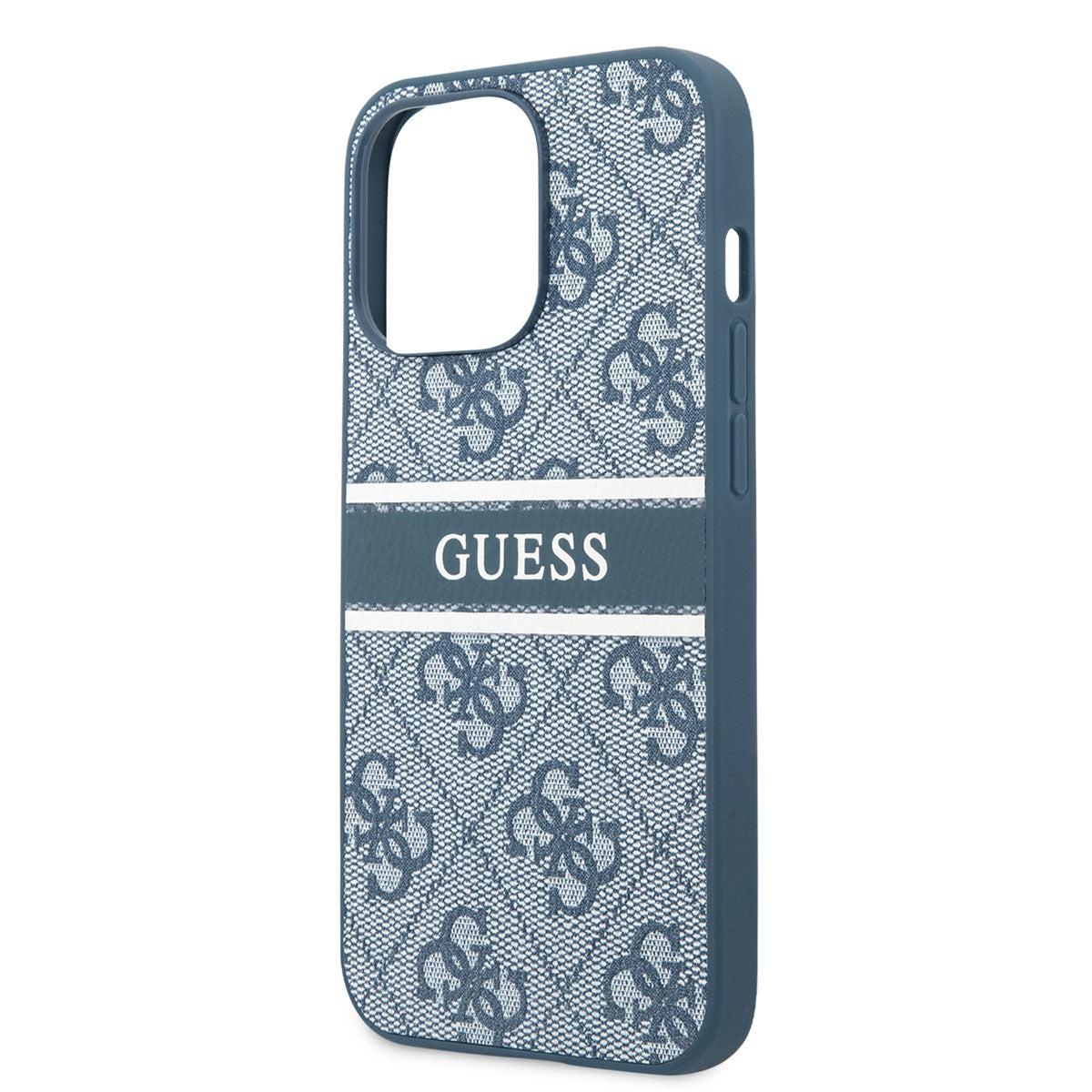Apple iPhone 14 Pro Case GUESS PU Leather Striped Logo Design Cover Blue