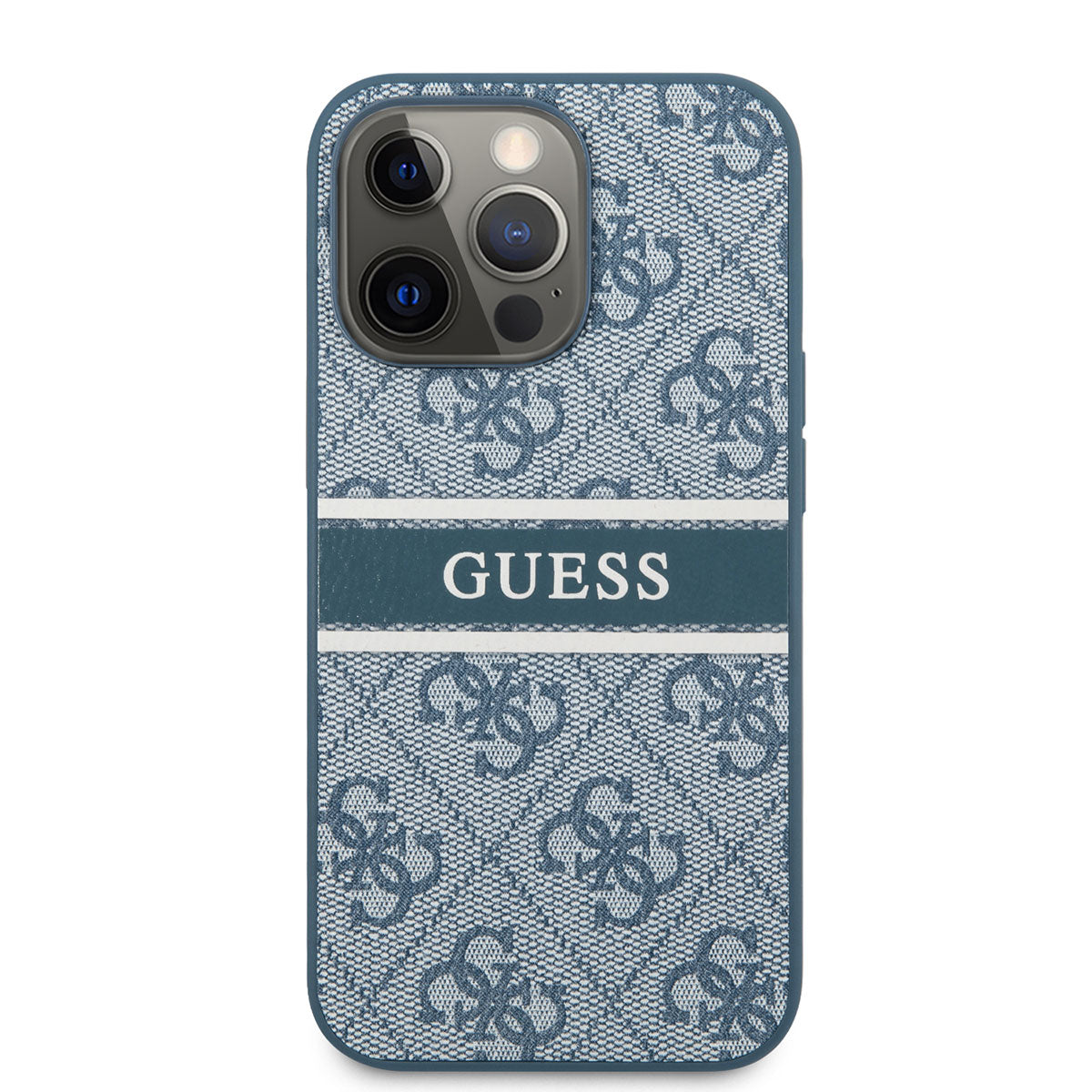 Apple iPhone 14 Pro Case GUESS PU Leather Striped Logo Design Cover Blue