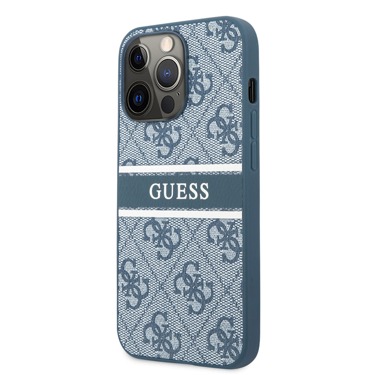 Apple iPhone 14 Pro Case GUESS PU Leather Striped Logo Design Cover Blue