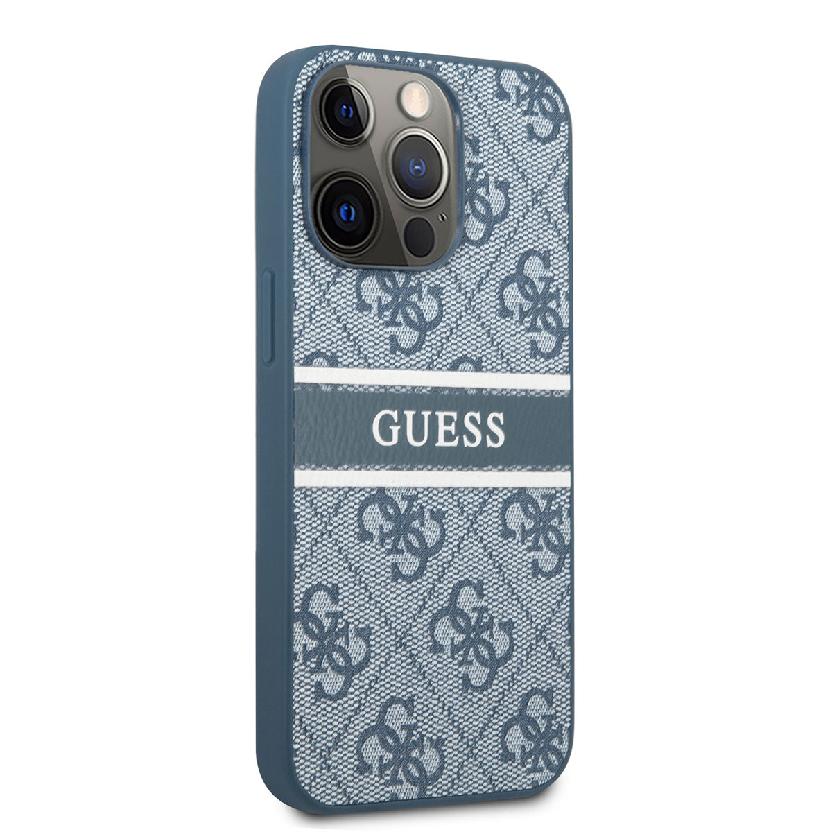 Apple iPhone 14 Pro Case GUESS PU Leather Striped Logo Design Cover Blue