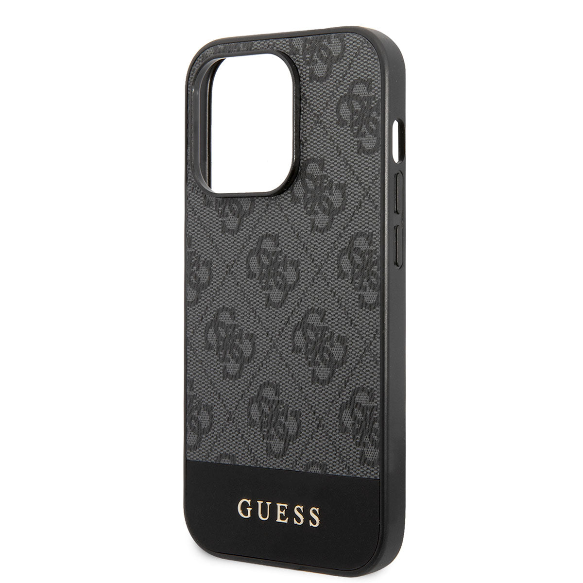 Apple iPhone 14 Pro Case GUESS PU Leather Stripe Logo Design Cover Gray