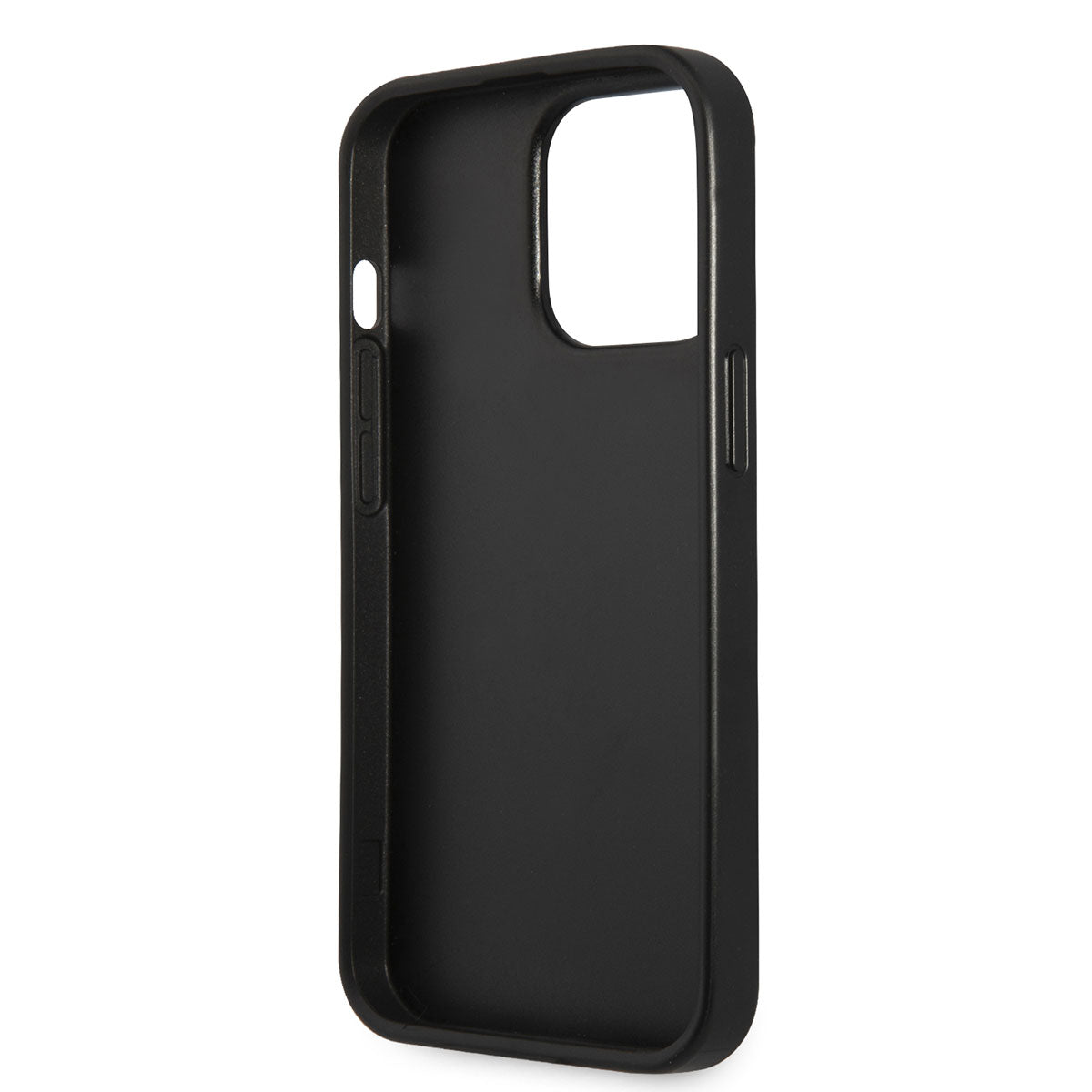 Apple iPhone 14 Pro Case GUESS PU Saffron Leather Triangle Logo Design Cover Black