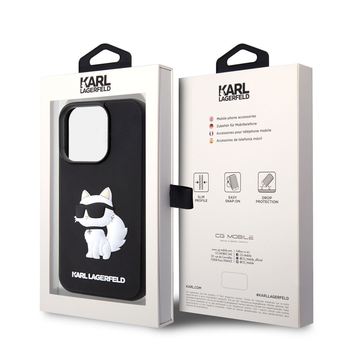 Apple iPhone 14 Pro Case Karl Lagerfeld 3D Rubber Choupette Design Cover Black