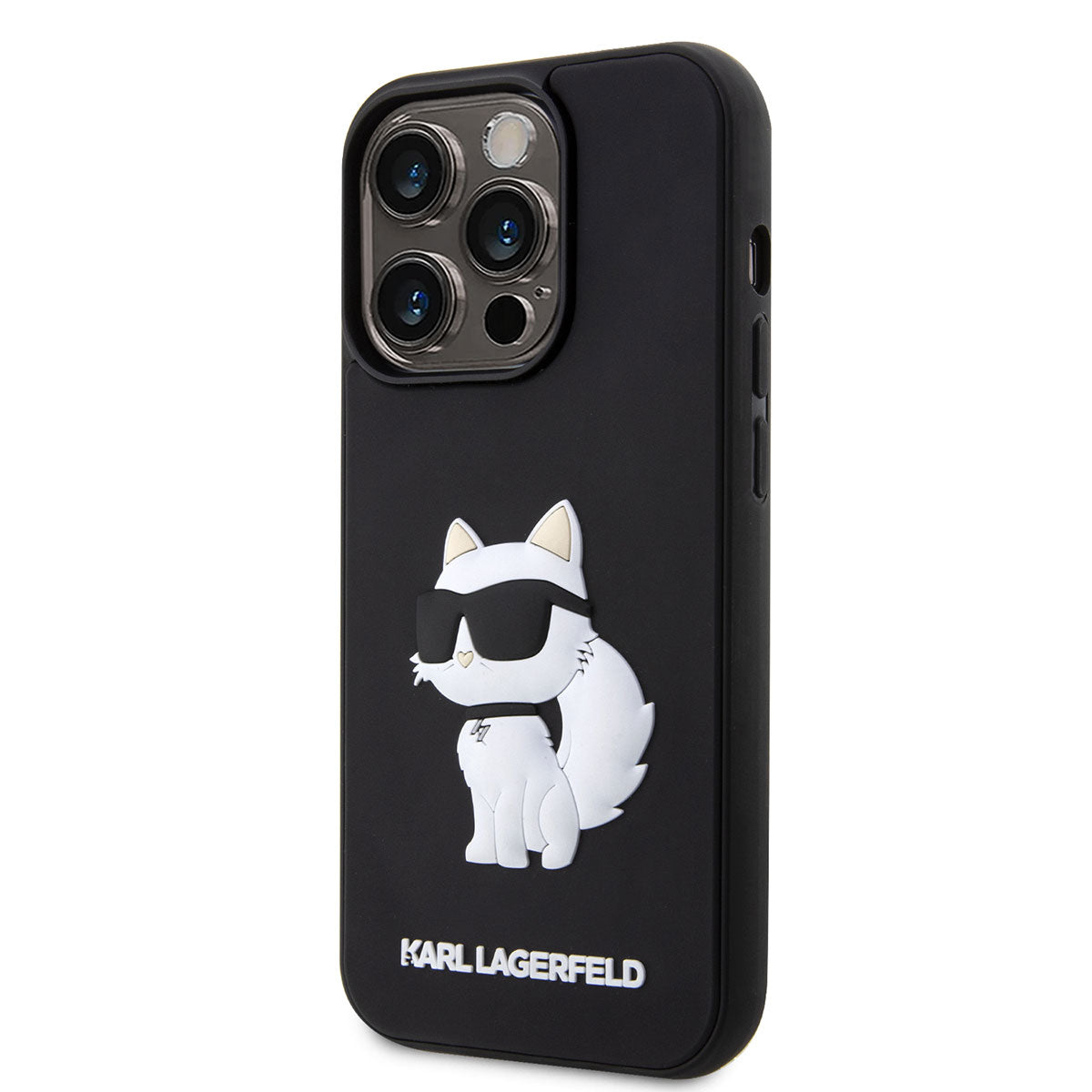 Apple iPhone 14 Pro Case Karl Lagerfeld 3D Rubber Choupette Design Cover Black