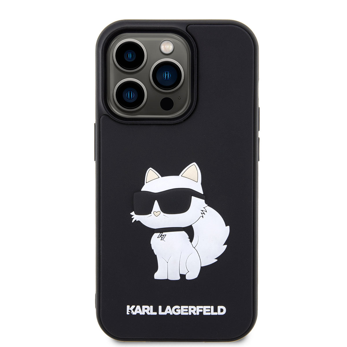 Apple iPhone 14 Pro Case Karl Lagerfeld 3D Rubber Choupette Design Cover Black