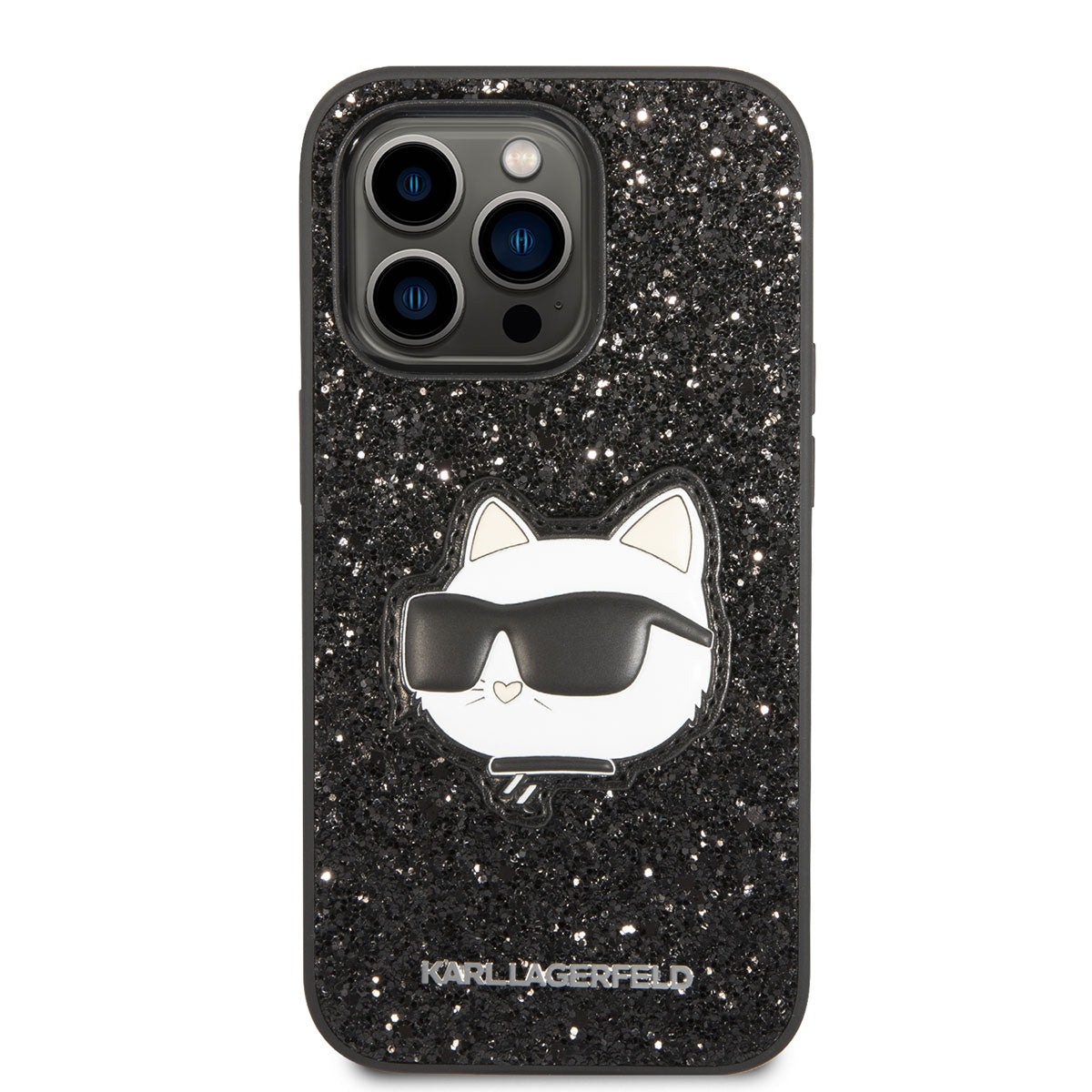 Apple iPhone 14 Pro Case Karl Lagerfeld Shiny Stone Choupette Design Cover Black