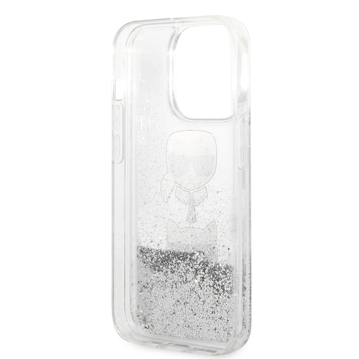 Apple iPhone 14 Pro Case Karl Lagerfeld Liquid Glitter K&C Head Design Cover Gold