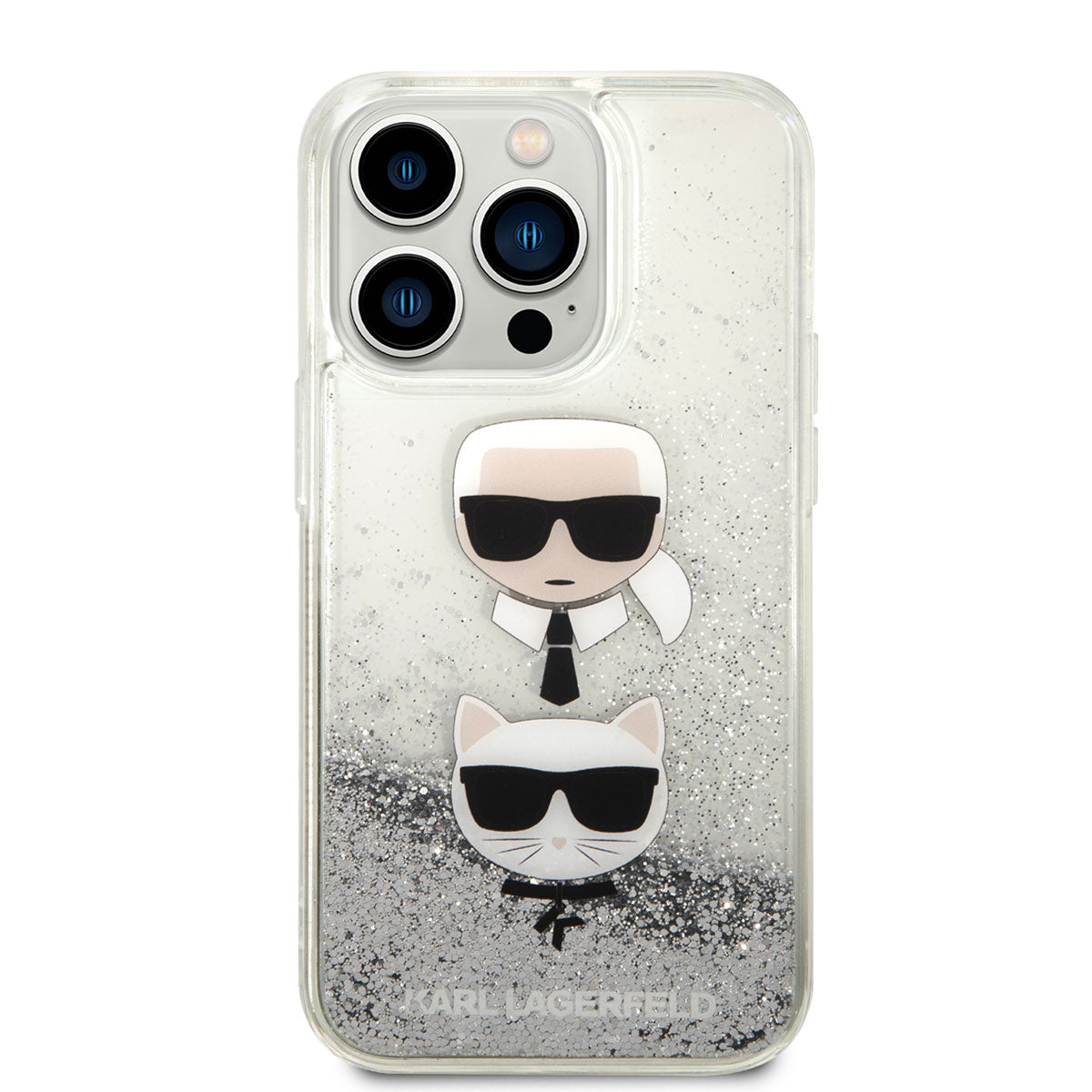 Apple iPhone 14 Pro Case Karl Lagerfeld Liquid Glitter K&C Head Design Cover Gold