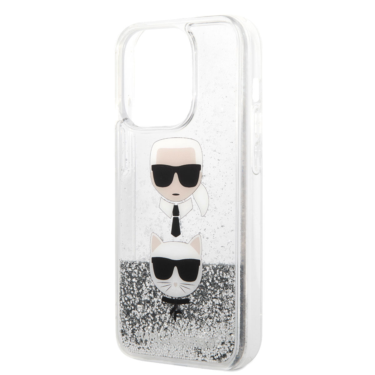 Apple iPhone 14 Pro Case Karl Lagerfeld Liquid Glitter K&C Head Design Cover Gold